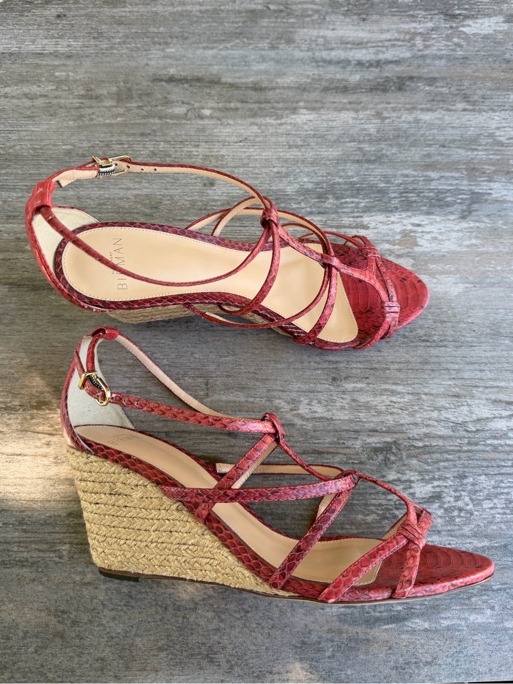 Alexandre Birman python snake animal print strappy espadrille wedge sandal 39